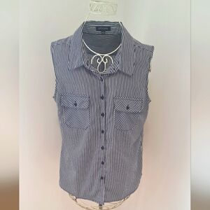 Notations Vintage Womens Black & Gray Sleeveless Top, Size Large.